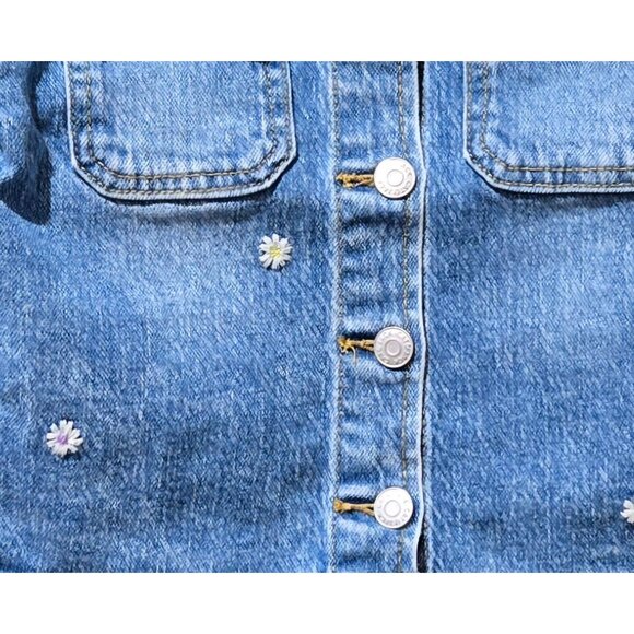 Cat & Jack Toddler Girls' 4T Embroidered Daisy Accents Snap Front Denim Jacket - Picture 2 of 6
